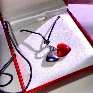 Baccarat double heart necklace, choker with Box